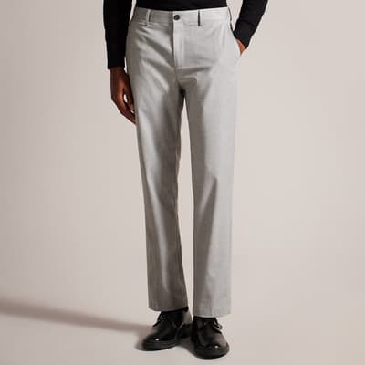 Grey Slim Fit Herringbone Trouser