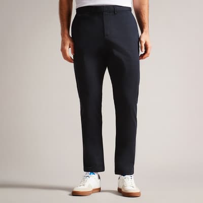 Navy Slim Fit Textured Chino Trouser