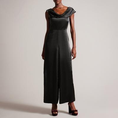 Black Dolynn Draped Neck Jumpsuit