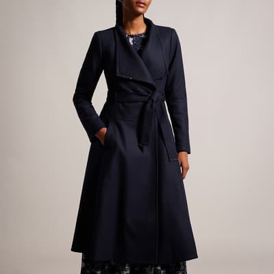 Navy Roseika Wool Blend Coat