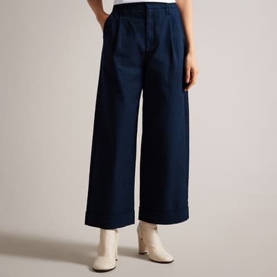 Navy Steviey Wide Leg Trousers