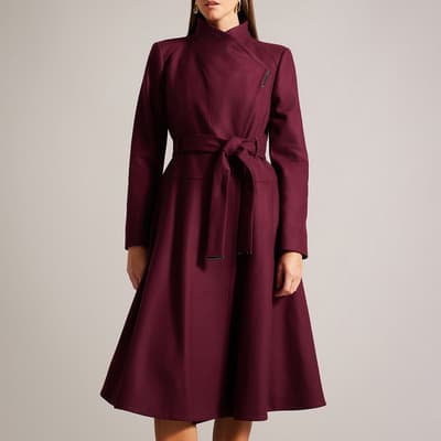 Burgundy Roseika Wool Blend Coat