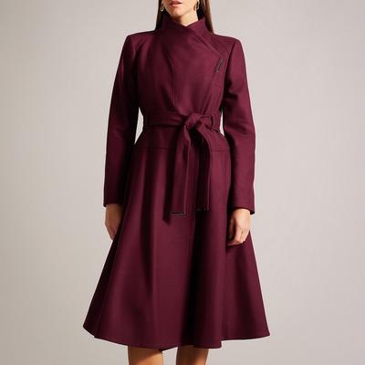 Burgundy Roseika Wool Blend Coat