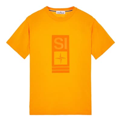 Orange 'Abbreviation One' Cotton T-Shirt