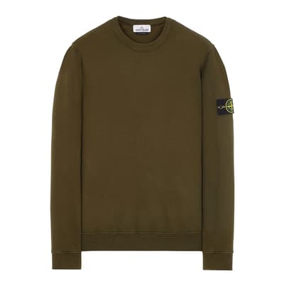 Olive Brushed Cotton Fleece Sweatshirt