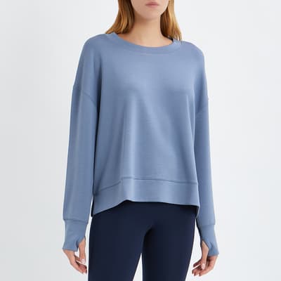 Blue Brushed Round Neck Sweatshirt