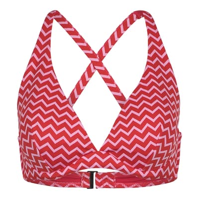 Red Fixed Triangle Bikini Top