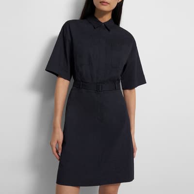 Black Belted Casual Mini Dress