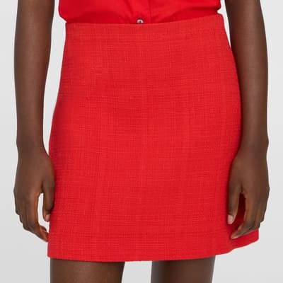 Red Textured Mini Skirt