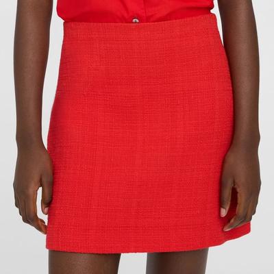 Red Textured Mini Skirt