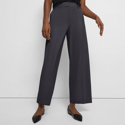 Navy Wool Blend Stretch Trousers