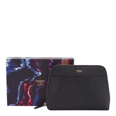 Black Luna Medium Grainy Hide Make Up Bag