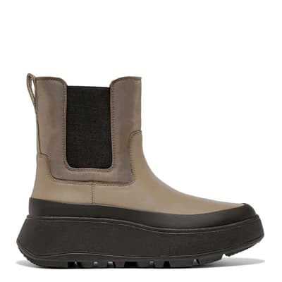 Grey F Mode Leather Waterproof Flatform Chelsea Boot