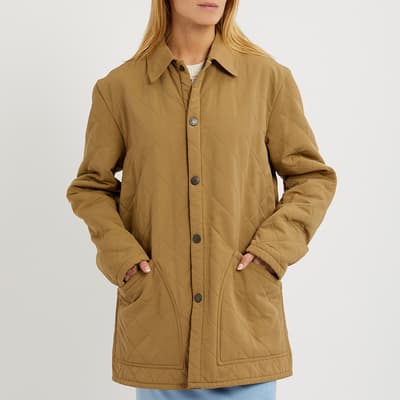 Beige Quilted Coat - Size M