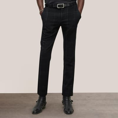Black Check Slim Fit Trousers