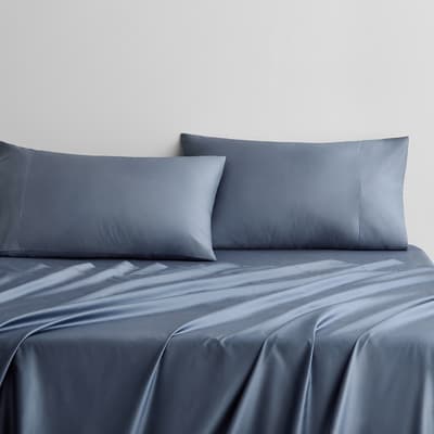 500TC Sateen Fitted Sheet Double, Atlantic