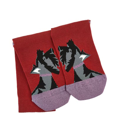 Bright Red Festive Dogs 1PK Dog Socks