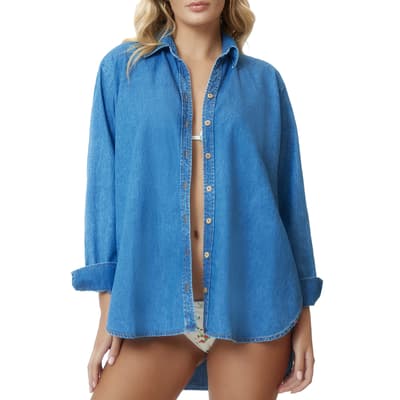 Blue Tilly Button Cover Up