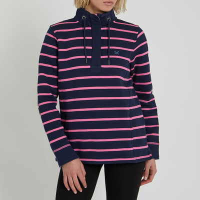 Navy/Pink Stripe Toggle Sweatshirt