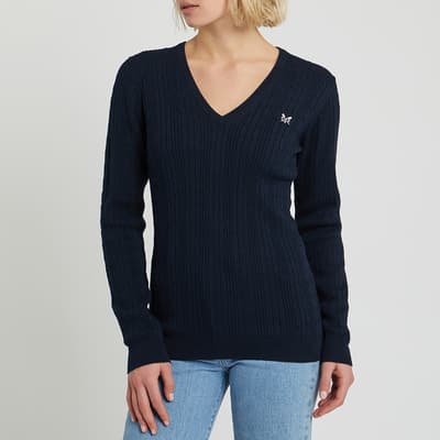 Navy Cotton Cable Knit Jumper