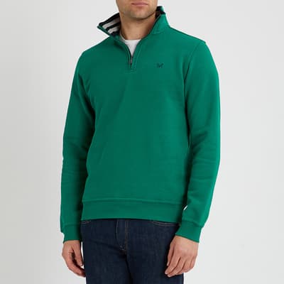 Green Half Zip Solid Sweatshirt