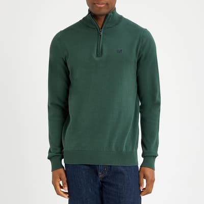 Green Half Zip Cotton Sweatshirt
