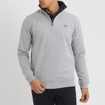 Grey Half Zip Solid Sweatshirt