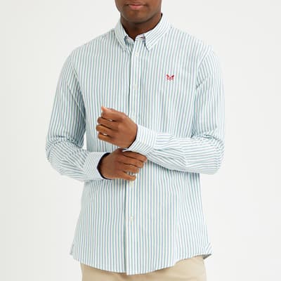 White Two Tone Stripe Oxford Shirt