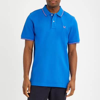 Blue Tipped Pique Polo Shirt