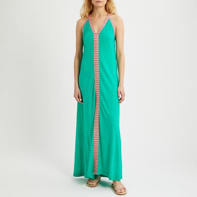 Emerald Jersey Trim Maxi Dress