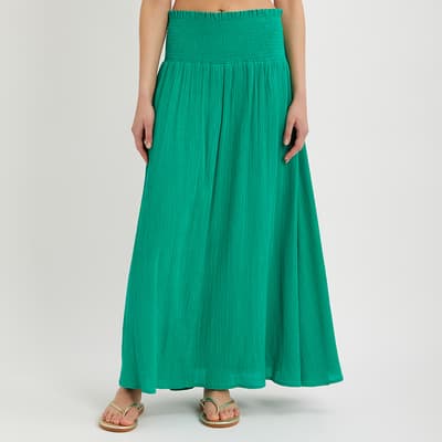 Emerald Crinkle Maxi Skirt