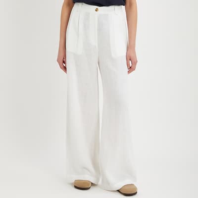 White Linen Pleated Trouser