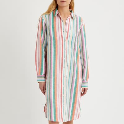 Multi Stripe Linen Shirt Dress