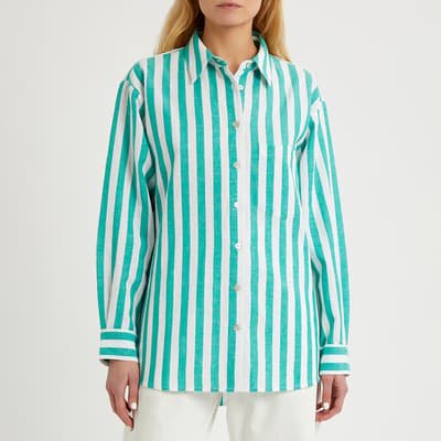 Emerald Stripe Linen Blend Shirt