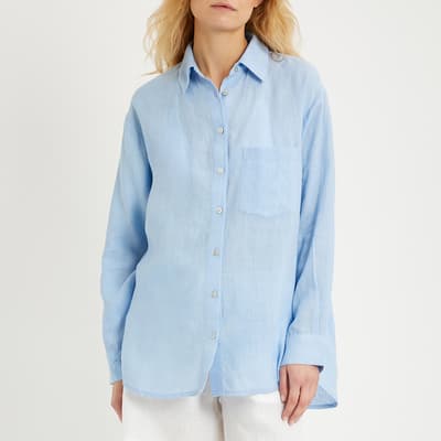 Ocean Blue Linen Shirt