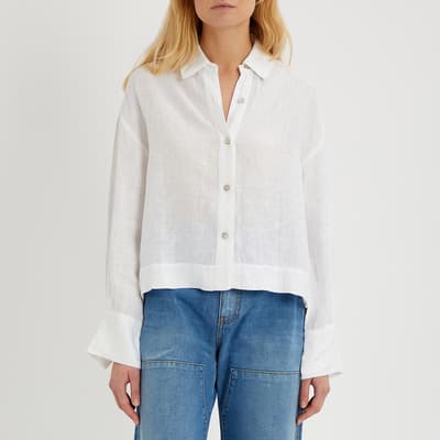 White Linen Crop Shirt