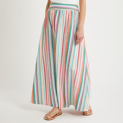 Multi Stripe Linen Maxi Skirt