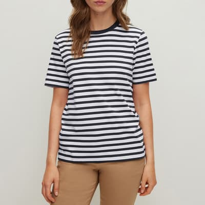 Navy/White Ecosa Stripe Cotton T-Shirt