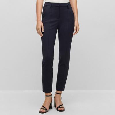 Navy Terasy Stretch Straight Trousers