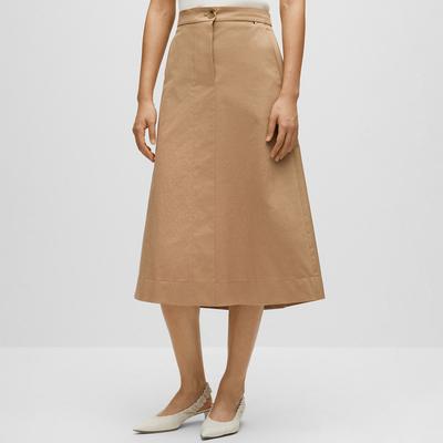 Camel Varanja Cotton Blend Midi Skirt
