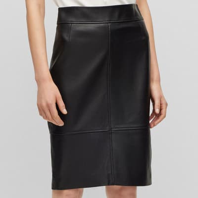 Black Selrita Leather Pencil Skirt