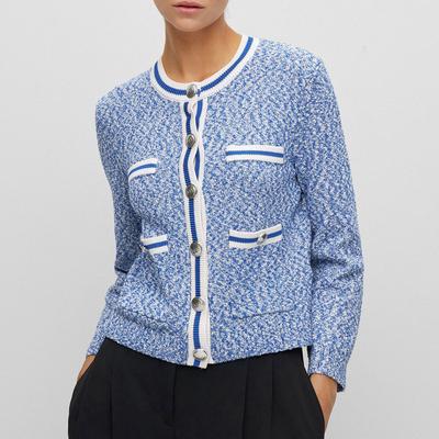 Blue Miscellaneous Cotton Blend Cardigan