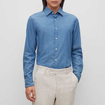 Mid Blue Kent Cotton Shirt