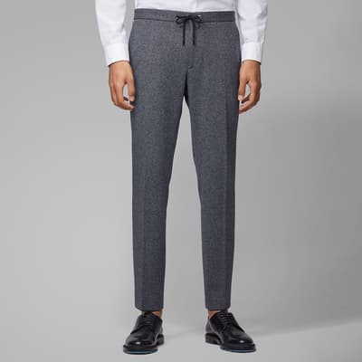 Navy Banks Cotton Blend Trousers