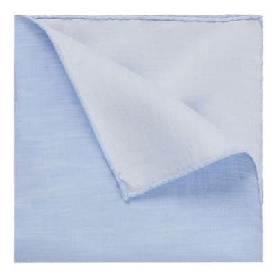 Blue Cotton Blend Pocket Square