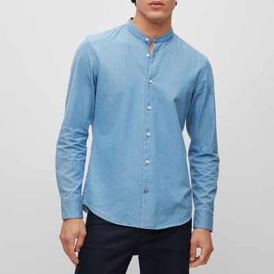 Blue Hal Standup Cotton Shirt