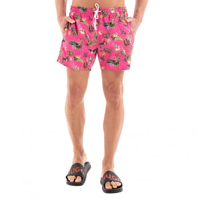 Pink Piranha Printed Swimming Shorts