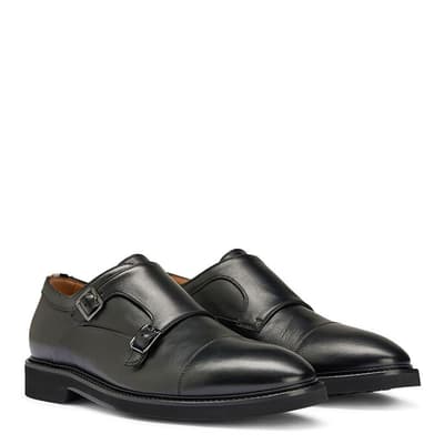 Black Jerrard Monk Leather Shoes