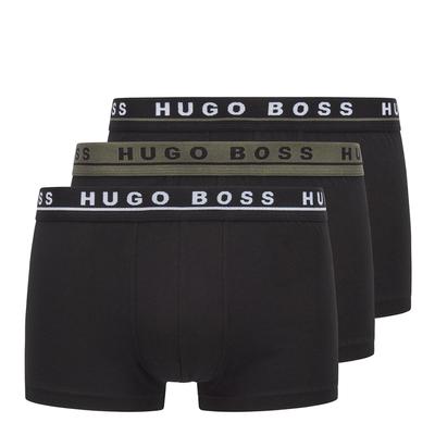 Black Branded 3 Pack Cotton Blend Trunks