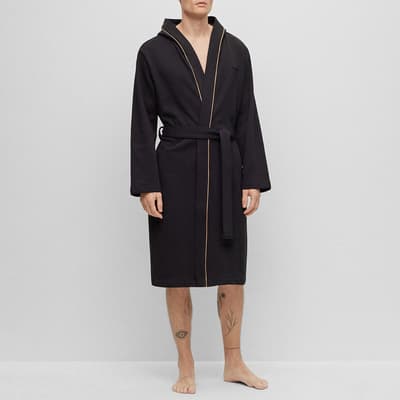 Black Iconic Hooded Cotton Robe 